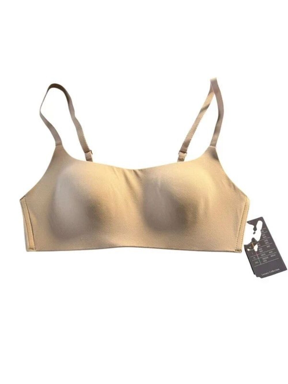 Auden Luxury Collection Bonded Micro Padded Scoop Bralette XS Nude Tan NWT